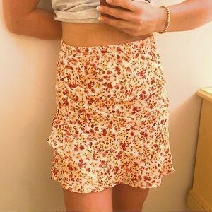 Altar'd State Floral Mini Skirt with Ruffled Details